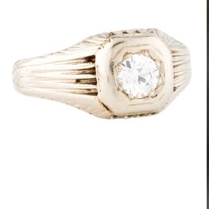 14K White Gold Diamond Solitary Engagement Ring Sz 8